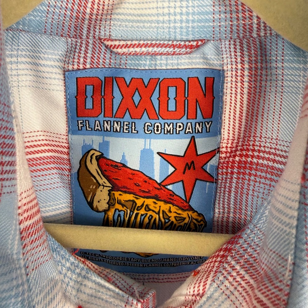 NEW Dixxon Windy City Flannel Red White Blue Plaid Button Down Shirt Medium - Picture 3 of 9